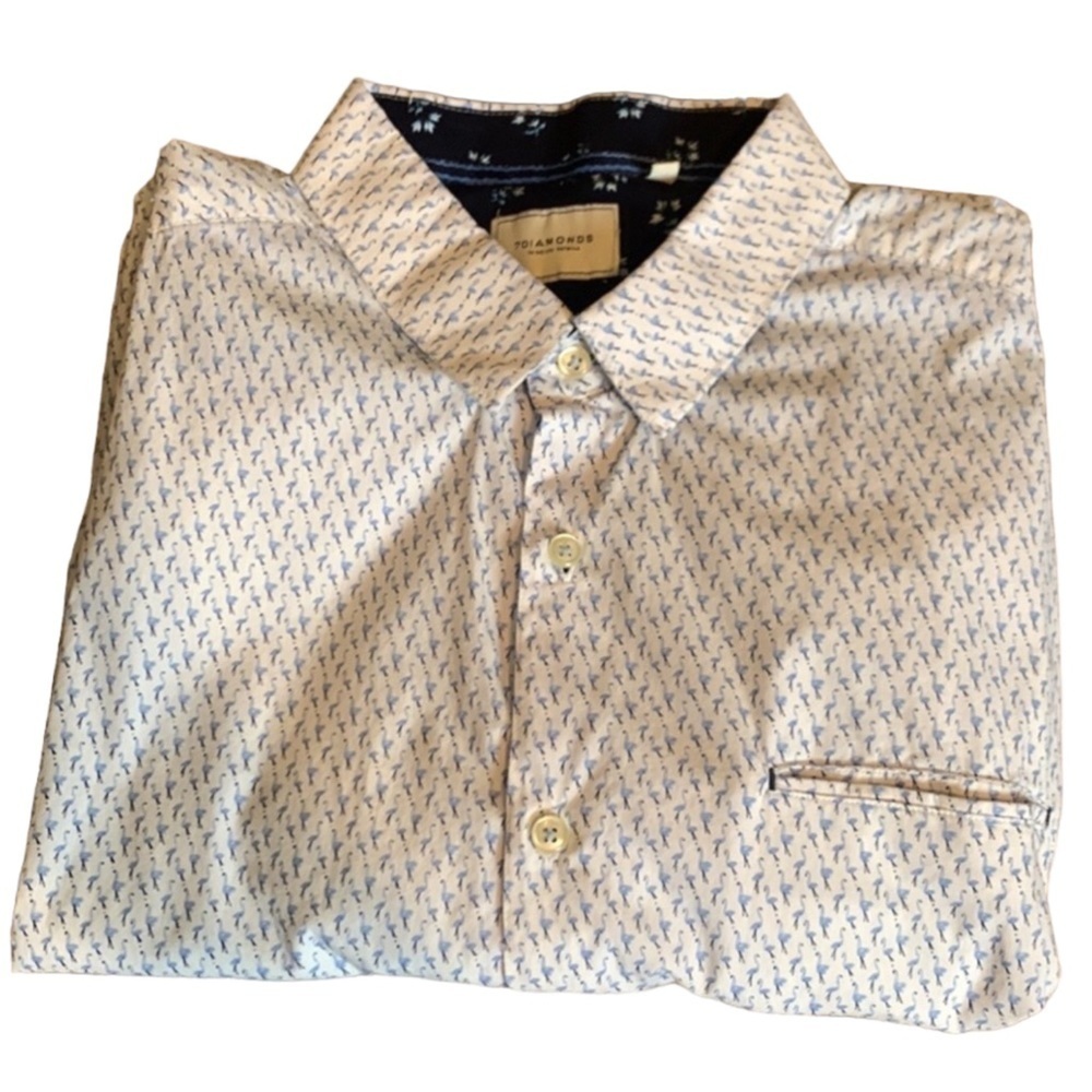 7 Diamonds short sleeve shirt with blue flamingo print Size 2X